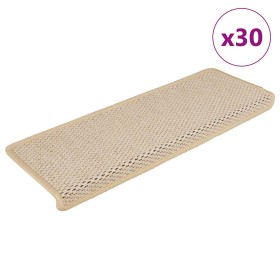 Alfombra autoadhesiva escalera sisal 30 uds 65x21x4 cm Cream