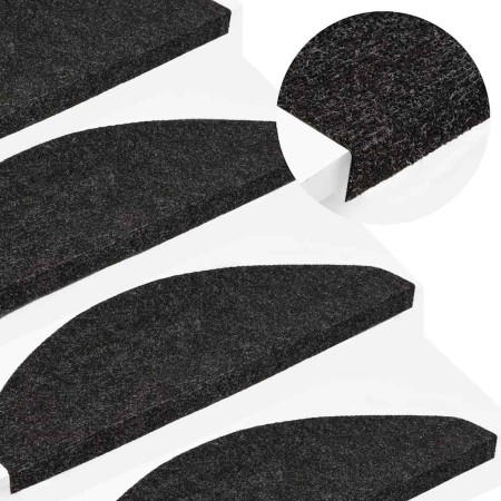 Alfombrilla autoadhesiva escalera 20 uds negro 56x17x3 cm
