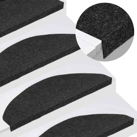 Alfombrilla autoadhesiva escalera 20 uds negro 65x22,5x3,5 cm