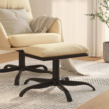 Reposapiés de tela y cuero sintético color crema 60x60x36 cm