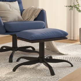 Reposapiés de tela y cuero sintético azul 60x60x36 cm