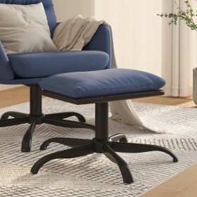 Reposapiés de tela y cuero sintético azul 60x60x36 cm