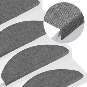 Alfombrilla autoadhesiva escalera 30 uds gris 65x22,5x3,5 cm