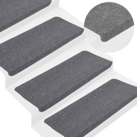 Alfombrilla autoadhesiva escalera 30 uds gris 65x24,5x3,5 cm