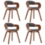 Sillas de comedor 4 unidades tela y madera curvada gris oscuro