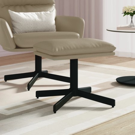 Reposapiés de cuero sintético color capuchino 60x60x36 cm