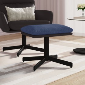 Reposapiés de tela y cuero sintético azul 60x60x36 cm