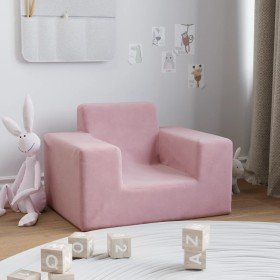 Sofá para niños felpa suave rosa