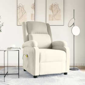 Sillón de masaje de terciopelo blanco crema