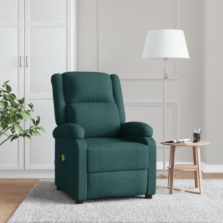 Sillón orejero de masaje de tela verde oscuro