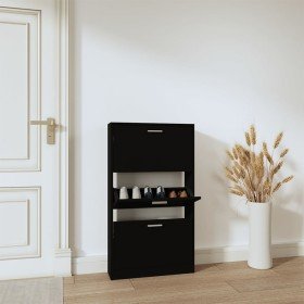 Mueble zapatero madera contrachapada negro 59x17x108 cm Mueble zapatero madera contrachapada negro 59x17x108 cm