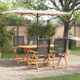 Conjunto de Comedor de Jardín 5 pcs Negro