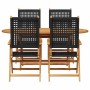 Conjunto de Comedor de Jardín 5 pcs Negro