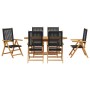 Conjunto de Comedor de Jardín 7 pcs Negro