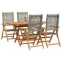 Conjunto de Comedor de Jardín 5 pcs Gris