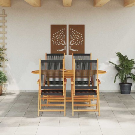 Conjunto de Comedor de Jardín 5 pcs Negro