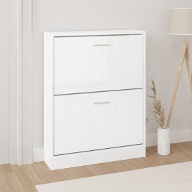 Mueble zapatero madera contrachapada blanco brillo 59x17x81 cm Mueble zapatero madera contrachapada blanco brillo 59x17x81 cm