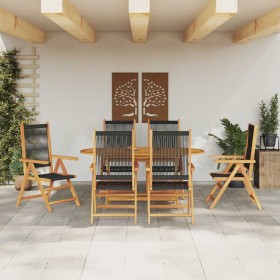 Conjunto de Comedor de Jardín 7 pcs Negro