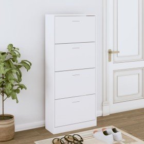 Mueble zapatero madera contrachapada blanco 63x24x147 cm Mueble zapatero madera contrachapada blanco 63x24x147 cm