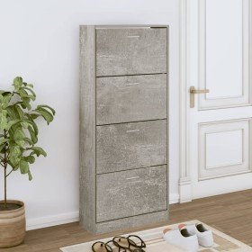 Mueble zapatero madera contrachapada gris hormigón 63x24x147 cm Mueble zapatero madera contrachapada gris hormigón 63x24x147 cm
