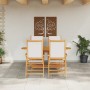 Conjunto de Comedor de Jardín 5 pcs Blanco crema