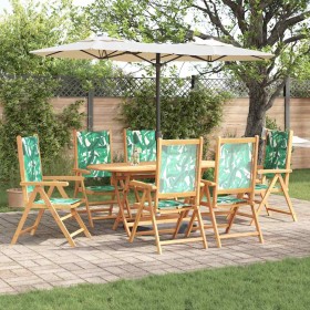 Conjunto de Comedor de Jardín 7 pcs Estampado de hojas