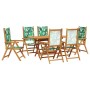Conjunto de Comedor de Jardín 7 pcs Estampado de hojas
