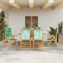 Conjunto de Comedor de Jardín 7 pcs Estampado de hojas