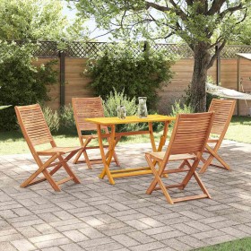 Conjunto de Comedor de Jardín con cojín Plegable 5 pcs Marrón
