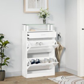 Mueble zapatero madera contrachapada blanco brillo 63x24x104 cm Mueble zapatero madera contrachapada blanco brillo 63x24x104 cm