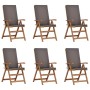 Silla de Jardín con cojín 6 pcs Marrón 57 x 71.5 x 104cm
