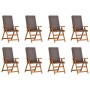Silla de Jardín con cojín 8 pcs Marrón 57 x 71.5 x 104cm