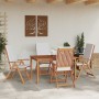 Silla de Jardín con cojín 4 pcs Marrón 57 x 71.5 x 104cm