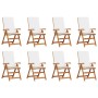 Silla de Jardín con cojín 8 pcs Marrón 57 x 71.5 x 104cm