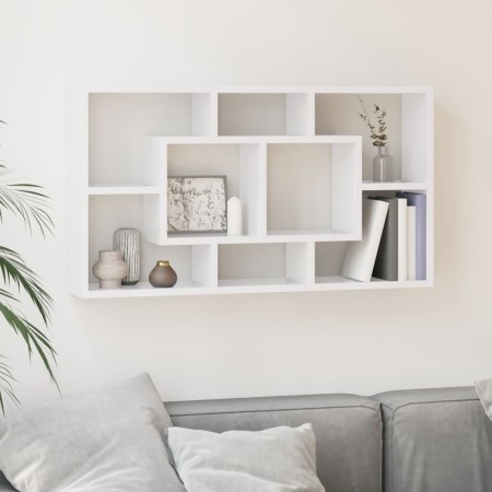 Estantería de pared con 8 compartimentos blanco brillante en Estantes y estanterías | Comprar online en Foro24