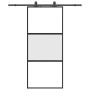 Puerta corredera con herrajes negro 90x205 cm vidrio templado