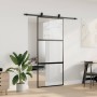 Puerta corredera con herrajes negro 90x205 cm vidrio templado