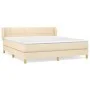 Box spring bed with cream fabric mattress 160x200 cm by vidaXL, Beds and slatted bases - Ref: Foro24-3126818, Price: 508,67 €...