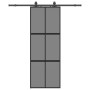 Puerta corredera con herrajes negro 76x205 cm vidrio templado