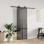 Puerta corredera con herrajes negro 76x205 cm vidrio templado