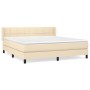 Box spring bed with cream fabric mattress 160x200 cm by vidaXL, Beds and slatted bases - Ref: Foro24-3129726, Price: 505,38 €...
