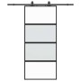 Puerta corredera con herrajes negro 90x205 cm vidrio templado