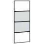 Puerta corredera con herrajes negro 90x205 cm vidrio templado
