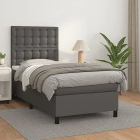 Boxspringbett mit grauer Kunstledermatratze 80x200 cm von vidaXL, Betten und Lattenroste - Ref: Foro24-3142813, Preis: 326,57...