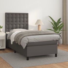 Cama box spring con colchón cuero sintético gris 80x200 cm de vidaXL, Camas y somieres - Ref: Foro24-3142813, Precio: 315,46 ...