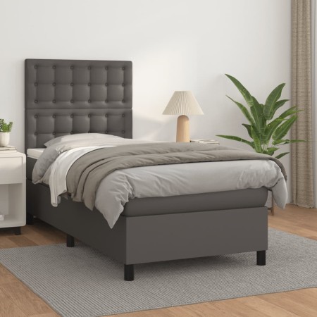 Boxspringbett mit grauer Kunstledermatratze 80x200 cm von vidaXL, Betten und Lattenroste - Ref: Foro24-3142813, Preis: 315,46...