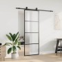 Puerta corredera con juego herrajes negro 76x205 cm ESG vidrio