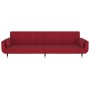 Sofá cama de 2 plazas con dos almohadas terciopelo color vino