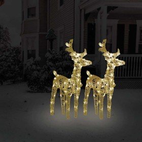Renos de Navidad 2 unidades 80 LED blanco cálido acrílico