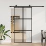 Puerta corredera herrajes negro 102,5x205 cm vidrio templado